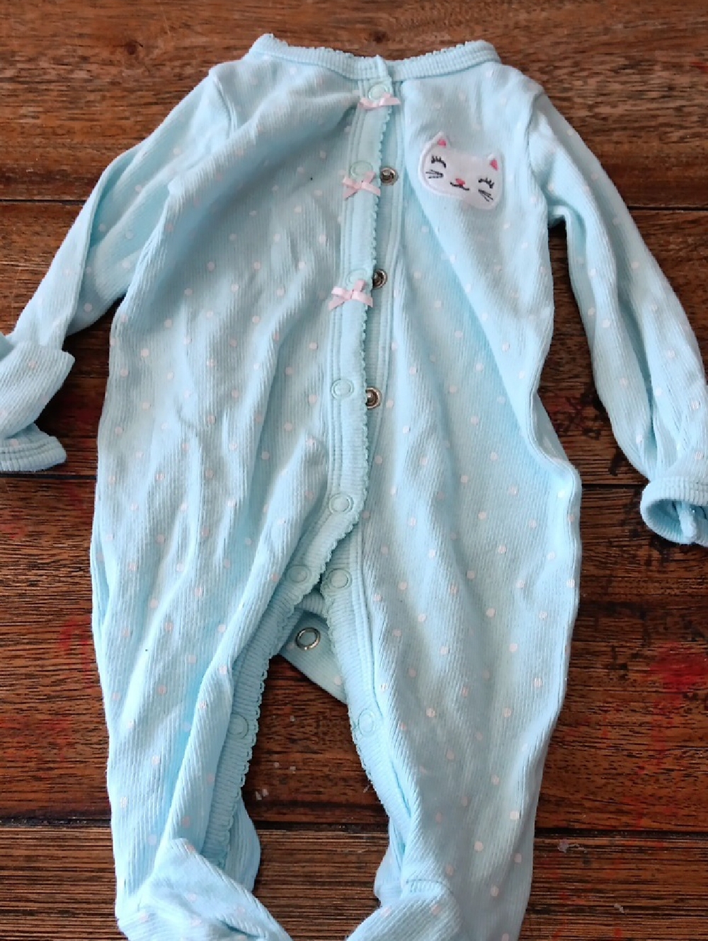 Carter's Pink, Light Blue Sleepers & White Baby One-Piece and Pants - Picture 5 of 12